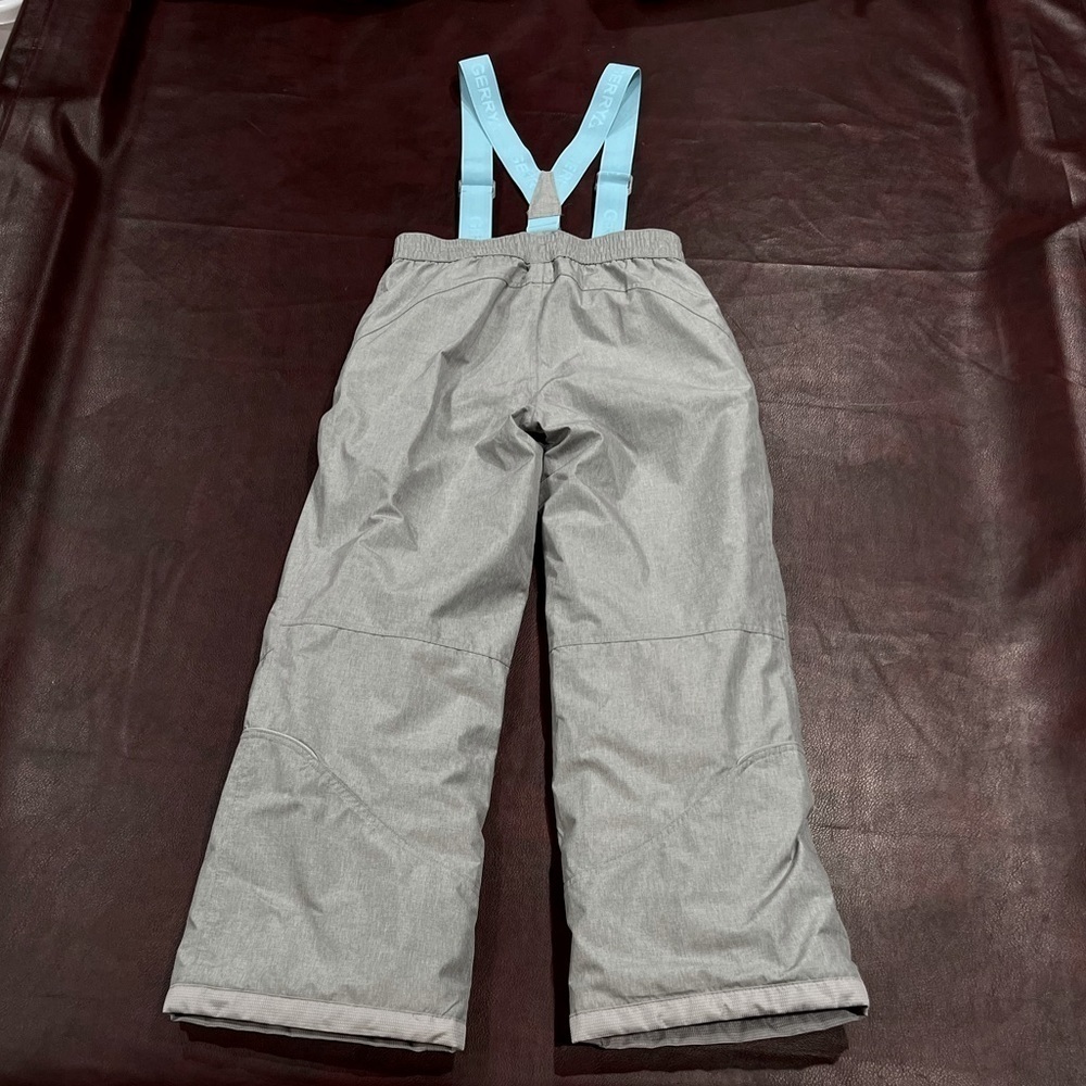 Gerry Girls Gray and Turquoise Insulated Snow Ski Pants w/Suspenders -Sz L 14/16 - Picture 3 of 15